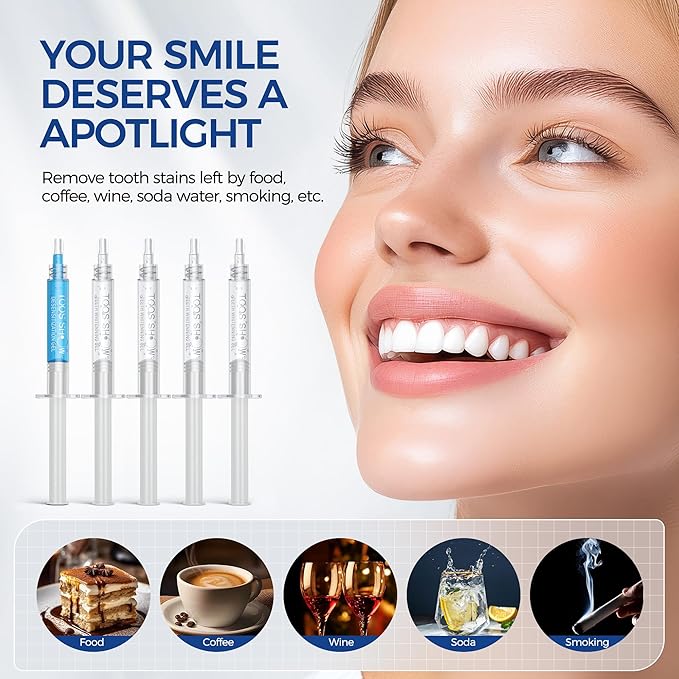 5 x Teeth Whitening Gel (4+1 Desensitizing Gel), No Sensitivity Teeth Whitening Gel Kit, Effective Teeth Whitener, Travel-Friendly Tooth Whitening Pen, Carbamide Peroxide Tooth Bleaching