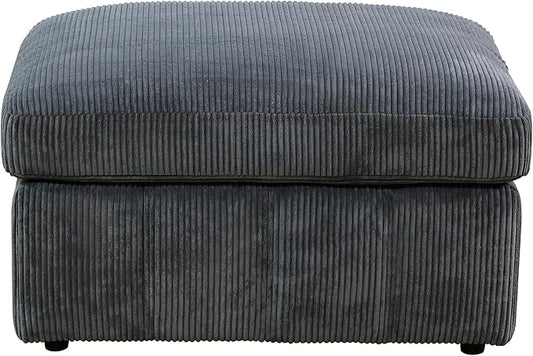 Ottoman Rectangular Storage Ottoman Bench, Flannel Footrest Stool Footstool with Lid for Living Room, Bedroom, Entryway, Dark Gray, 38"x30"x22"
