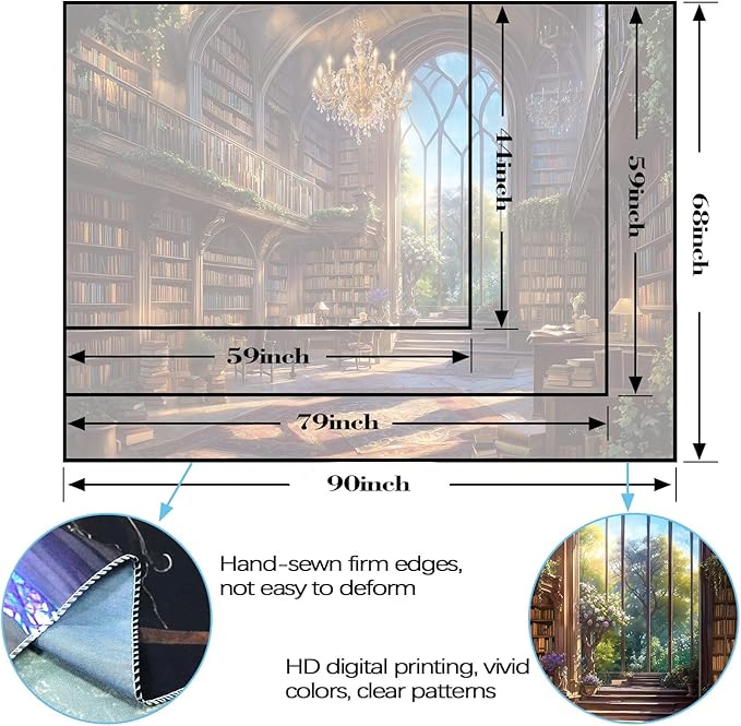 Accnicc Vintage Library Tapestry Medieval Bookshelf Tapestries Wall Hanging Fantasy Academia Hall Book Backdrop Large Tapestry for Bedroom Living Room Dorm Classroom 80 x 60 inch