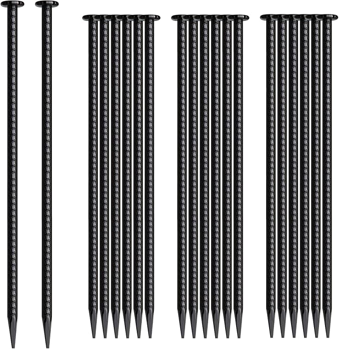 16 Inch Rebar Stakes 20 Pack Heavy Duty Ground Anchors 1/2 Inch Diameter Galvanized Steel Asphalt Anchoring Metal Spikes for Speed Bump, Parking Curb and Camping Tent