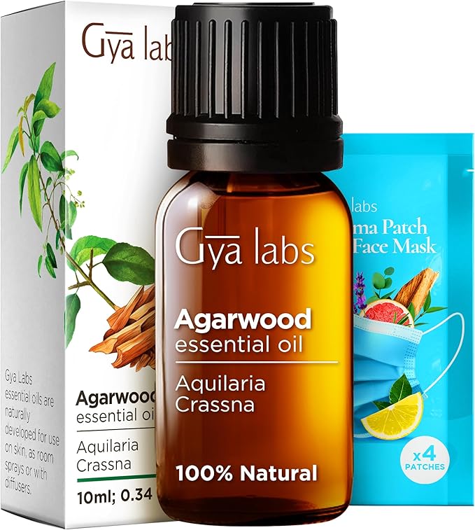 Gya Labs Agarwood Essential Oils for Diffusers - 0.34 Fl Oz - 100% Pure Natural Agarwood Oils for Skin, Massage Candle Making Scent