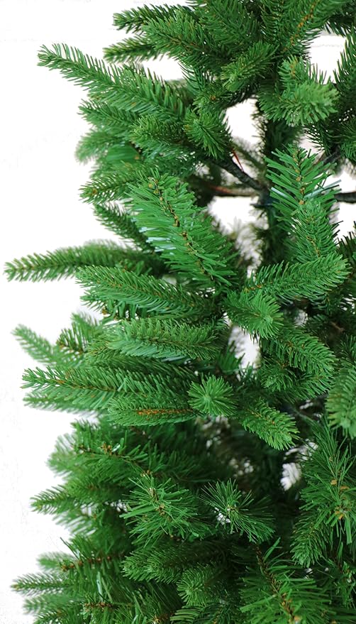 Fraser Hill Farm 6.5-Ft. Carmel Pine Slim Christmas Tree, Unlit Artificial Christmas Tree with Realistic Foliage and Stand, Foldable for Convenient Storage, Perfect for Small Spaces and Apartments