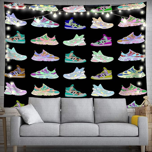 dueeia Sneaker Tapestry Wall Hanging Basketball Shoes Sports tapestries for Teen Boys Mens Bedroom Aesthetic Living Room Dorm Wall Decor (28.7"x37.4")