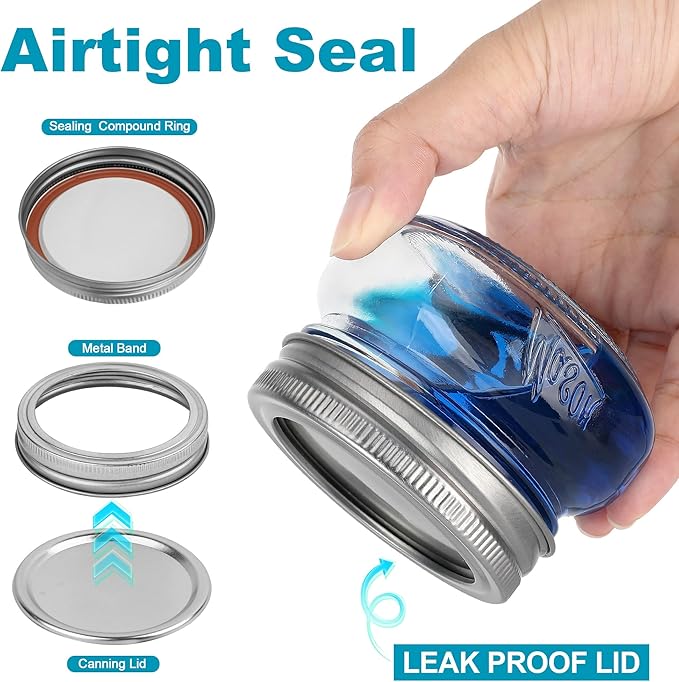 Mason Jars 4oz - 24Pack Glass Jars with Leak Proof & Food Grade Canning Jars for Spices, Dry Food Storage & DIY Crafts, Perfect for Home Cooks, Meal Prep, and Crafting Enthusiasts