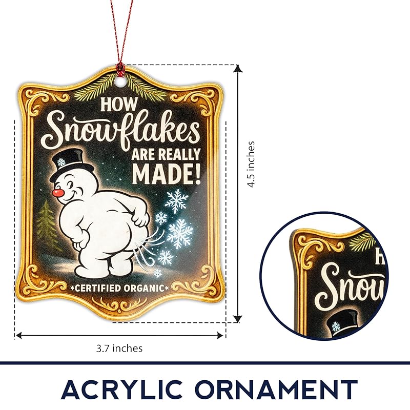 Funny Snowman Christmas Ornament – How Snowflakes Are Really Made – Hilarious Holiday Gag Gift for Adults, White Elephant Exchange, Office Party, Stocking Stuffer