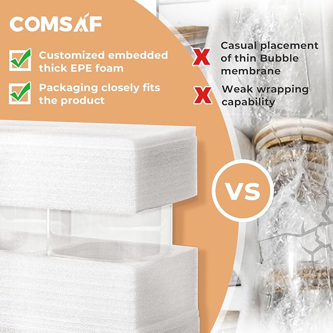 ComSaf Airtight Glass Canister Set of 3 with Lids 78oz Food Storage Jar Square - Storage Container with Clear Preserving Seal Wire Clip Fastening for Kitchen Canning Flour, Cereal, Pasta, Sugar, Beans