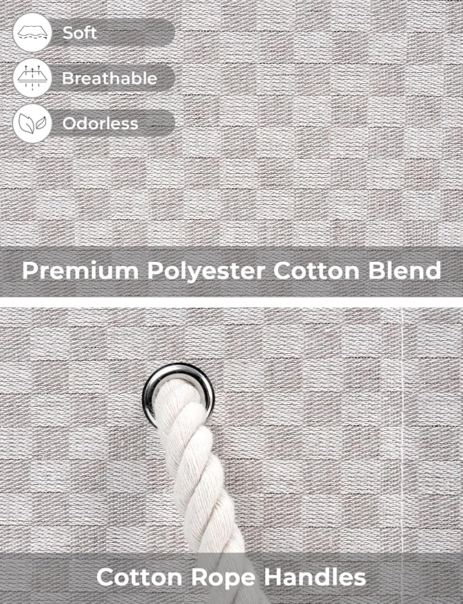 StorageWorks Storage Baskets for Shelves, Foldable Fabric Closet Storage Bins with Handles, Fabric Storage Bins Clothes Organizer, Khaki Check, 3-Pack, Large