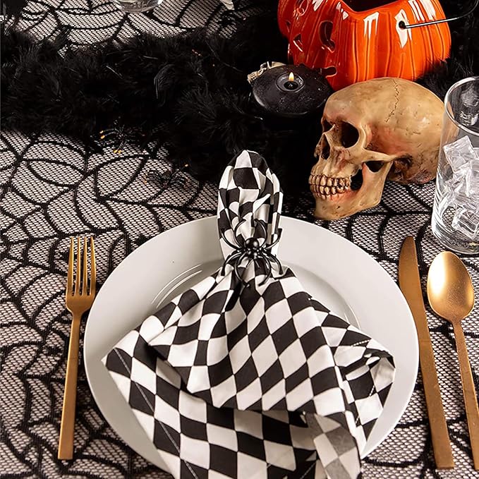 Halloween Tablecloth, Black Spider Web Lace Table Cloth, Gothic Kitchen Decor, Fall-Themed Party Decorations, Spider Web Reusable Home Accent, 54*72 Inches