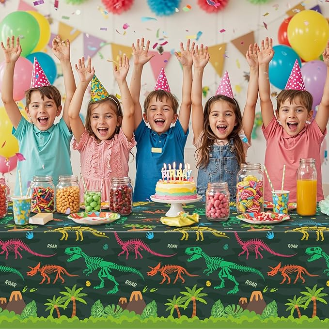 3 Pack Dinosaur Plastic Tablecloth, 54 X 108Inch Disposable Dinosaur Party Table Cloth for Rectangle Tables Waterproof Table Cover for Kids Birthday Party Supplies