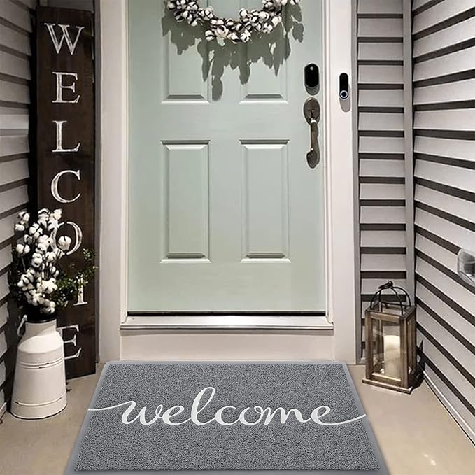 Durable Low Profile Floor Mat, Indoor and Outdoor, Non Slip Rug, Easy to Clean Welcome Mat, for High Traffic Areas, Entryway, Patio (36x24", Grey)