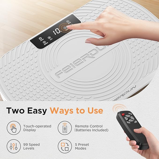 FEIERDUN Vibration Plate Exercise Machine, Vibration Plate for Lymphatic Drainage, Power Plate Vibration Platform for Weight Loss, Toning & Wellness