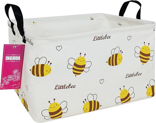 Rectangular Storage Basket Fabric Organizer Bin for Toys,Books,Clothes,Gifts,Pets-Perfect for Home,Office,Nursery,Dorm,Shelf(Rec-Bee )