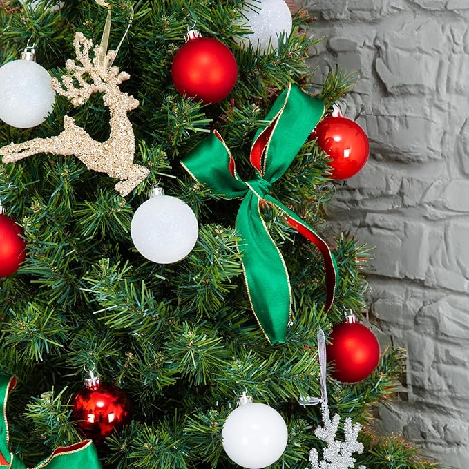 Every Day is Christmas Ornaments, Shatterproof Christmas Tree Ornament Set, Christmas Balls Decoration 50 Count (2.24"/57mm, Red White)