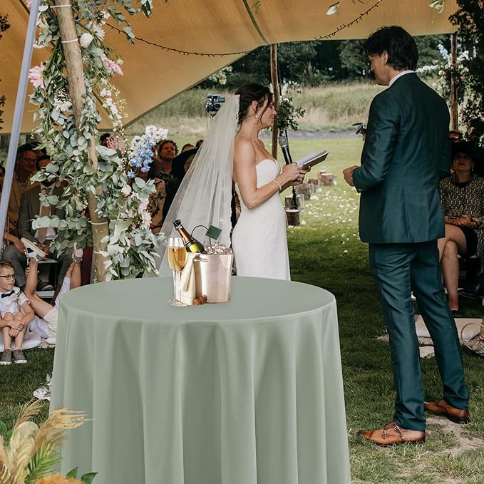 Fitable 6 Pack Sage Green Round Tablecloths - 120 Inches Round - Wrinkle and Stain Resistant Fabric Table Clothes, Washable Polyester Table Covers for Wedding, Party, Banquet, Formal Events