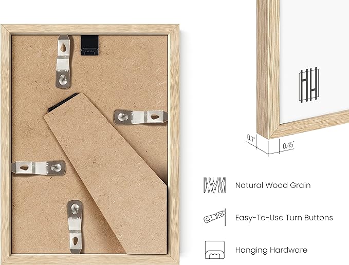 HAUS AND HUES Solid Oak 4x6 Picture Frame for Wall or Tabletop - Natural Wood Frame 4x6, Beige Photo Frame 4x6 for Walls, 4x6 Wood Picture Frame, 4 by 6 Picture Frame, 4x6 Frames for Pictures