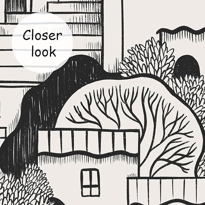 AFZEVEB-Black House with Trees Nursery Wallpaper murals for Bedroom 136"x96" (Not Peel and Stick)