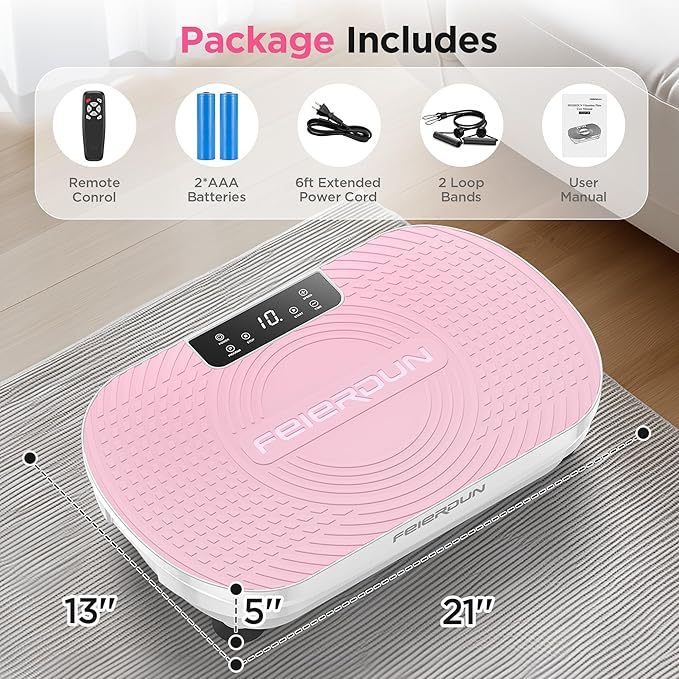 FEIERDUN Vibration Plate Exercise Machine, Vibration Plate for Lymphatic Drainage, Power Plate Vibration Platform for Weight Loss, Toning & Wellness