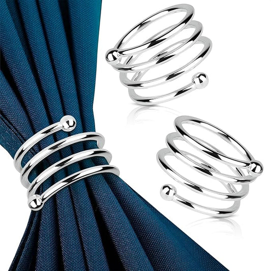 Silver Napkin Rings Set of 8 – Elegant Spring Napkin Rings with Sturdy Metal Design | Easy to Clean, Durable & Versatile for Table Settings, Special Occasions, Elegant Table Decor & Gift Giving Ideas