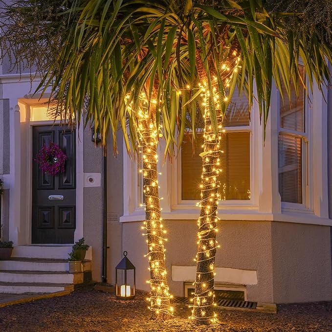 JMEXSUSS Connectable Warm White String Lights Indoor Bedroom, 8 Modes Christmas String Light Plug in Christmas Tree Lights, 33ft 100 LED Fairy Twinkle Light Outdoor for Home Garden Xmas Tree Decor