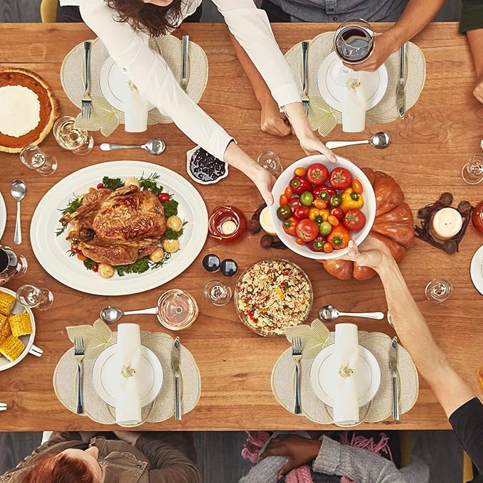 Fall Thanksgiving Pumpkin Placemats Set of 4 Fall Autumn Table Decorations Indoor Farmhouse Harvest Pumpkins Table Round Placemats for Party Kitchen Dinning