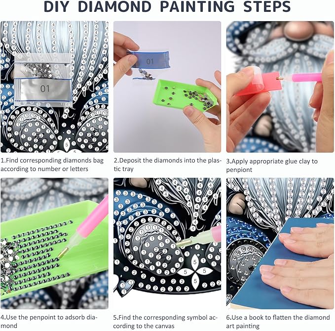 SENQAO Gnome Diamond Art Hanging Kit for Adult, Special Shaped Rhinestone, Double Sided DIY Acrylic Diamond Art Painting Window Pendants Home Garden Wall Hanging Kits Hanging Ornament(Full Moon Love)