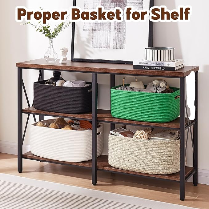 OIAHOMY Storage Basket for Shelves, Closet Cube Storage Bins Baskets for Clothes Blanket Towels, Baby Nursery, Toy Baskets Box, Woven Rope Basket, 17.72*12.99*7.87 IN, 2 Packs White