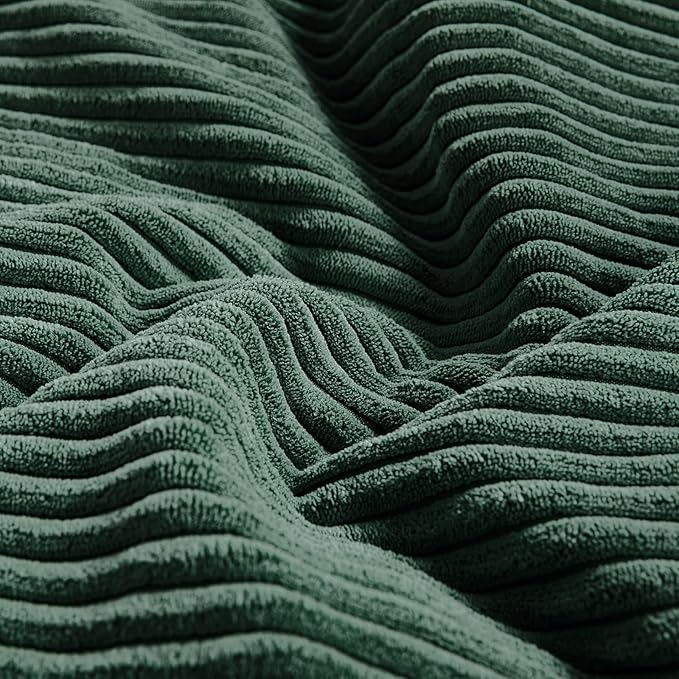 Fancy Homi Set of 2 Dark Green Decorative Throw Pillow Covers 28x28 Inch for Bedroom Couch Bed, Boho Farmhouse Forest Green Home Decor, Soft Corss Corduroy Patchwork Textured Cushion Case 71x71 cm