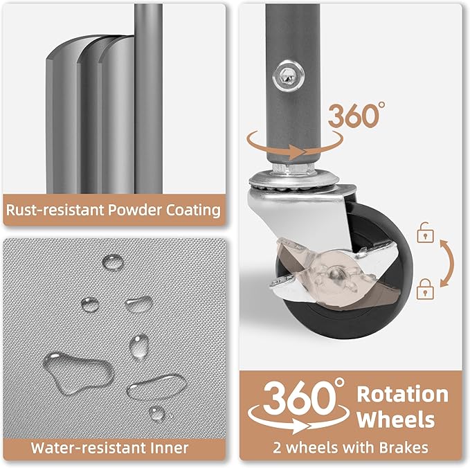 STORAGE MANIAC 120 Liters Vertical Rolling Laundry Hamper, 3 Section Laundry Sorter with Wheels and 2 Breaks, 3-tier Laundry Baskets for Small Space, Dorm, Laundry Room, Closet, Bathroom, Gray 3-tier