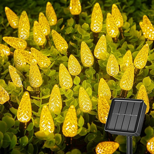 Brightown Solar Operated C6 Strawberry String Lights, 22.64ft 50 LEDs Warm White LED Christmas Fairy Lights, Solar Christmas Lights Outdoor, Christmas Decorations for Christmas Tree, Garden Decor