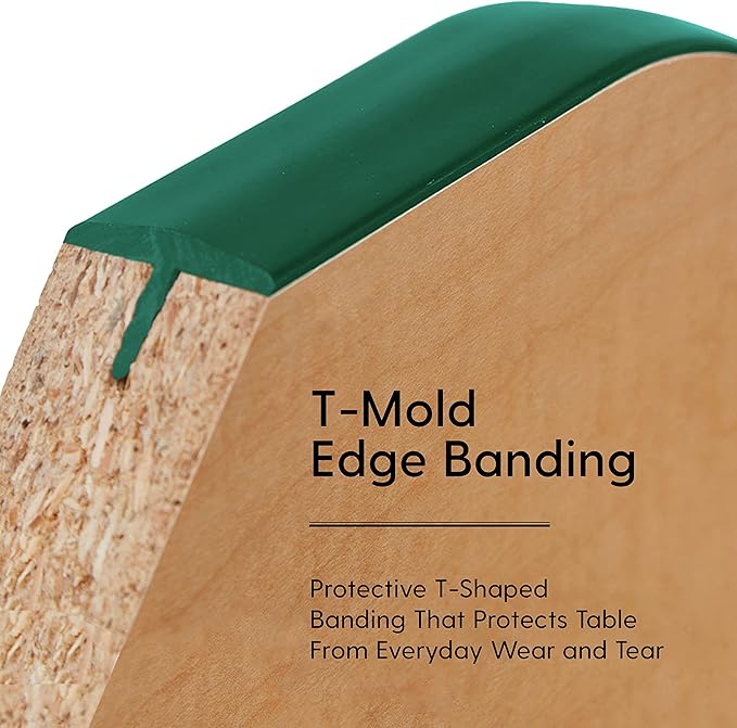 FDP Rectangle Activity School and Classroom Kids Table (30 x 48 inch), Chunky Toddler Legs, Adjustable Height 15-24 inches - Maple Top and Green Edge