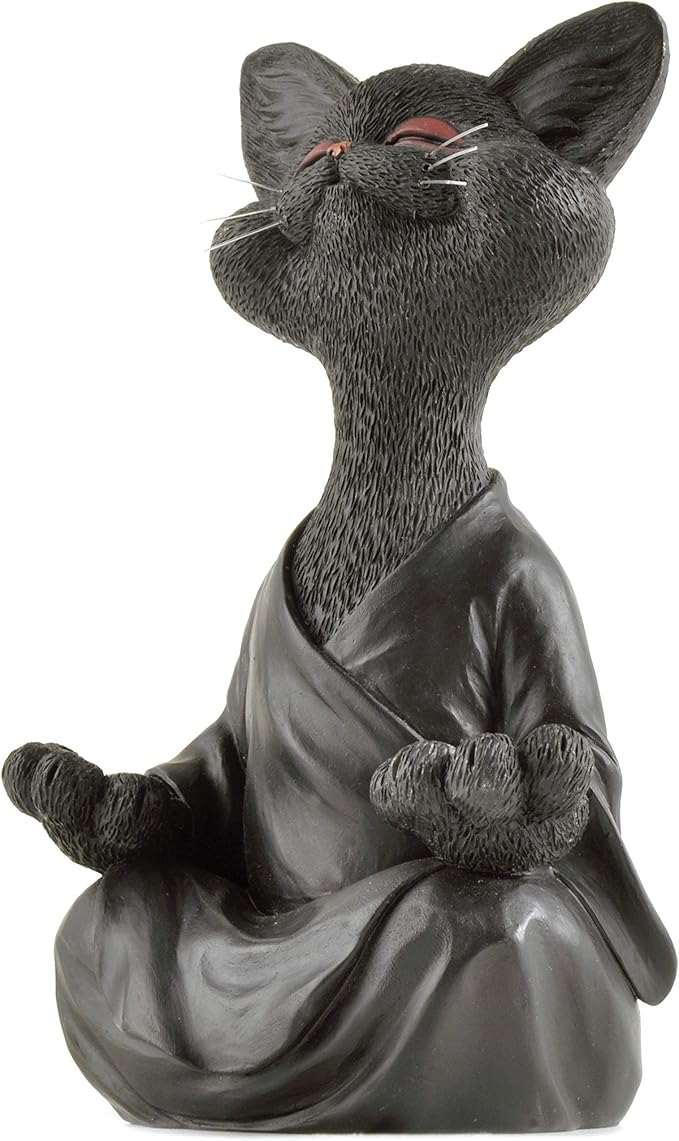 5" Whimsical Happy Cat Buddha Figurine – Zen-Inspired Resin Cat Statue – Meditating Animal Sculpture for Mindful Home or Office Decor – Peaceful Gift for Cat Lovers and Yoga Fans