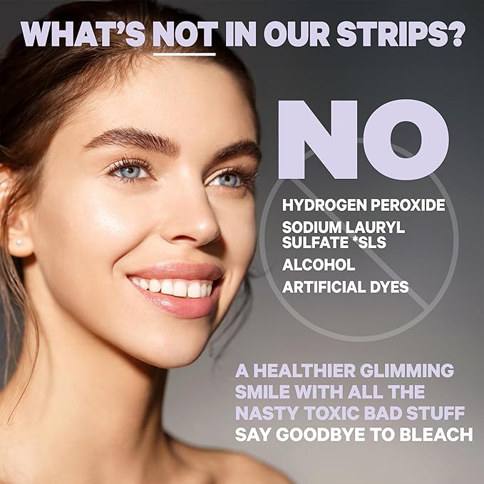 Glim Professional Teeth Whitening Strips| 42 Strips (21 Treatments), Hydrogen-Free, Peroxide-Free, Non-Toxic, Dentist Recommended, Sensitivity Free - Vegan & Cruelty Free - (Mint)