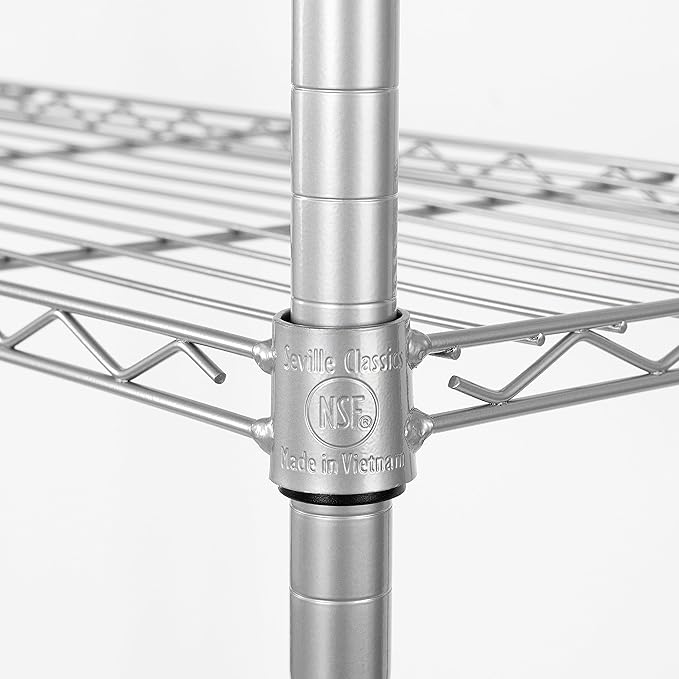 Seville Classics UltraDurable Heavy Duty NSF Solid Steel Wire Rack Storage Unit Wheels, 6-Tier Shelving, 48" W x 18" D