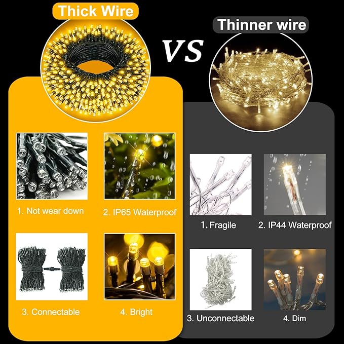 Orange Halloween Lights Outdoor, 100FT 300 LED Halloween String Lights with 8 Modes Waterproof, Plug in Green Wire Twinkle Tree Light for Indoor Patio Yard Party Holiday Decorations