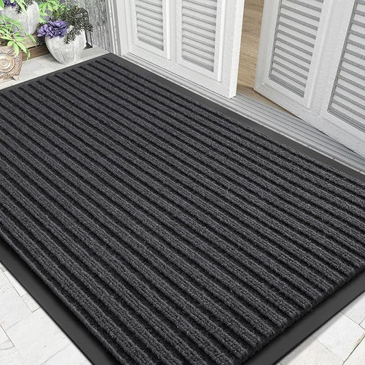 Yimobra Front Door Mat Outdoor Indoor Entrance, 100% Waterproof All-Season All Weather Doormat, Welcome Matt Outside Entry, Non Slip, Low Profile, Heavy Duty Patio Porch Floor Mats,47 x 32,Grey