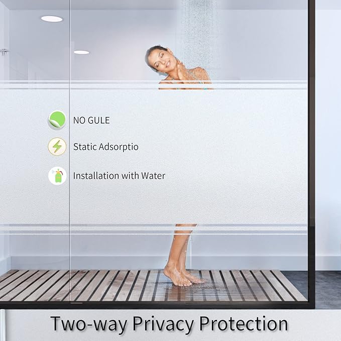 Frosted Glass Window Film with Tools,Reusable Window Privacy Film,Static Clings Window Film Kit for Home Bathroom and Office. (Pure, 23.6Inch×196.9Inch)