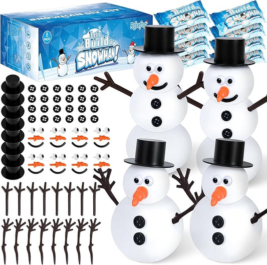 8 Pack Christmas Craft Supplies, DIY Snowman Kit, Build a Snowman Kit Indoor Decoration, Creative Kids Air Dry Clay Modeling Dough Crafts, Christmas Stocking Stuffer for Xmas Holiday Decorations