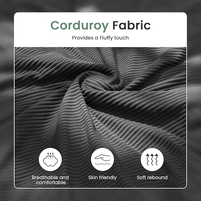 63” Corduroy Loveseat Sofa Couch for Living Room, Small Couch with Deep Seat for Bedroom, Comfy Could Loveseat for Small Living Room, Black Corduroy