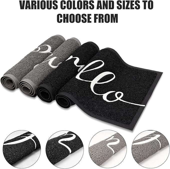 Door Mat, Durable Welcome Mat Low Profile Floor Mat Front Doormat Non Slip Mats Entrance Rectangular Doormat, for Entryway, Patio, High Traffic Areas (30"x17.5",Black)