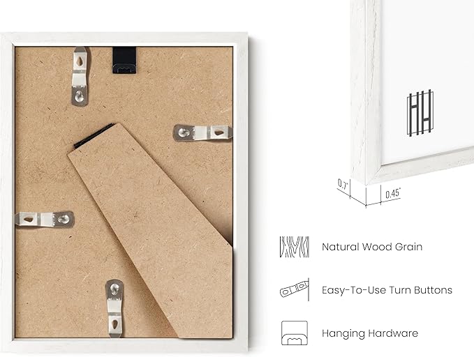 HAUS AND HUES 6x8 White Oak Wooden Picture Frame - Set of 6 6x8 Poster Frame - Premium Oak, Vertical Hang, Shatterproof Plexiglass - Ideal for Home, Room, Office (6x8-inch, White, Set of 6)