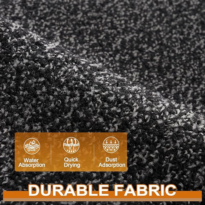 Mibao Front Door Mat, Dirt Trapper Welcome Mat for Outdoor Indoor, Non-Slip Waterproof Doormat, Durable Machine Washable Low Profile Entry Rug for Back Door Outside Patio Porch, 72" x 24", Black