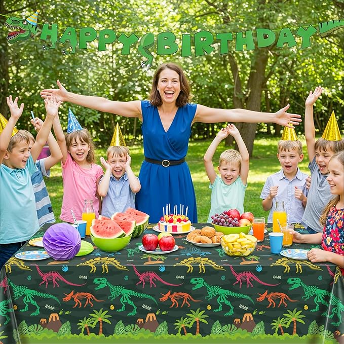 3 Pack Dinosaur Plastic Tablecloth, 54 X 108Inch Disposable Dinosaur Party Table Cloth for Rectangle Tables Waterproof Table Cover for Kids Birthday Party Supplies