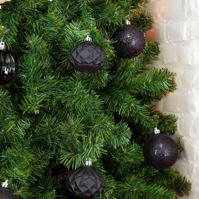 Every Day is Christmas Ornaments, Shatterproof Christmas Tree Ornament Set, Christmas Balls Decoration 35 Count (2.75"/70mm, Black)