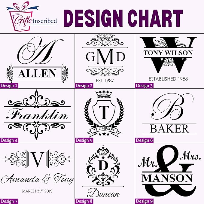 Gifts Inscribed Personalized Whiskey Decanter Set - Engraved Whiskey Decanter Bottle & Set of 4 Custom Drinking Glasses Laser Etched - Customized Whisky Gift for Wedding, Birthday, Fathers Day