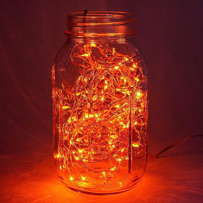 ANJAYLIA Orange String Lights Fairy Lights 10Ft 30 LEDs Twinkle Lights for Party, Halloween, Thanksgiving, Christmas Decoration