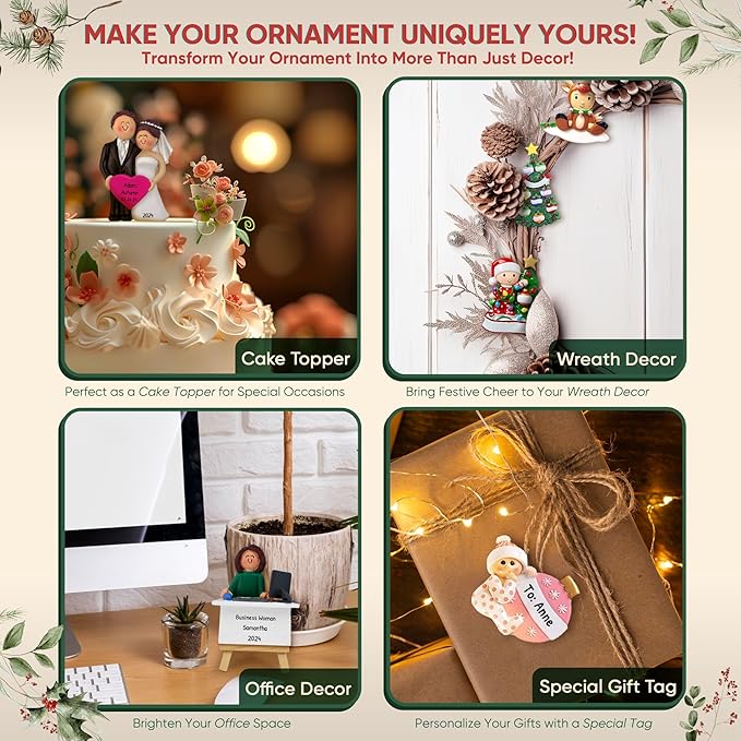 3D White Mantle Family of 6 Christmas Ornament 2025 Personalized Family Christmas Ornaments 2025 | Garland Fireplace Personalized Tree Ornaments Customizable Gifts Red Stockings of Six Ornament