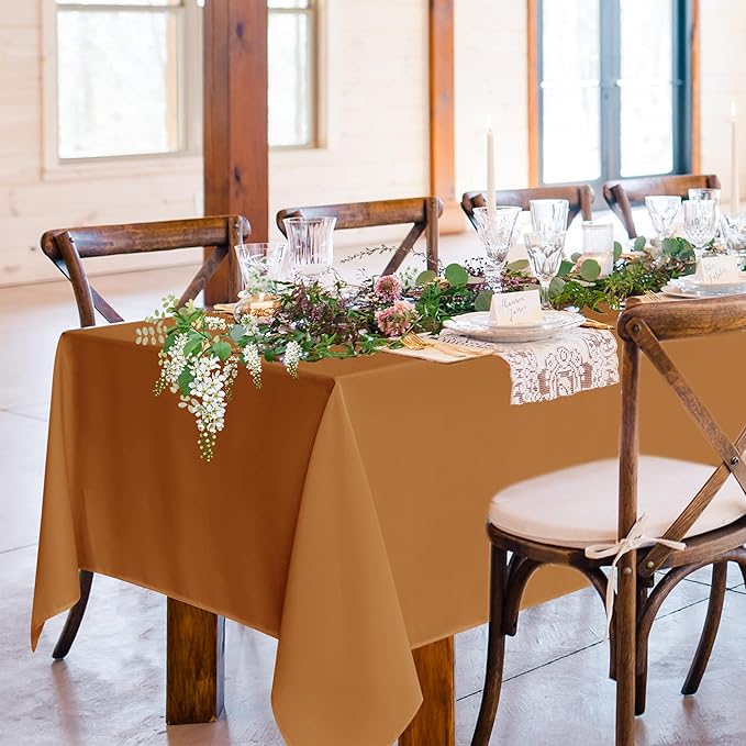 Fitable 6 Pack Bronze Rectangle Table Clothes - 90 x 156 Inch - Wrinkle and Stain Resistant Fabric Fall Tablecloths, Washable Polyester Table Covers for Wedding Thanksgiving Party Banquet Events