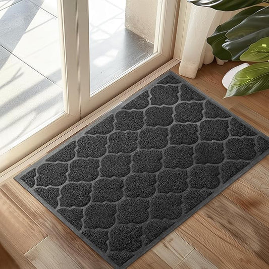 Door Mat Outdoor, 24x36, Welcome Mats for Entryway, Front Doormat for Home Entrance, Indoor Floor Mat, Durable, Non-Slip, Boot Scraper, Catches Muddy and Dirt (Black)