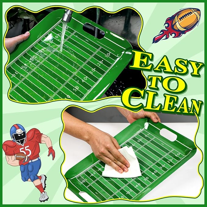 gisgfim 2Pcs Football Serving Trays 16.1 X 11.1 Inch Large Melamine Football Trays Platters with Handles Football Stadium Food Server Tray for Game Day Snacks 2025 Tailgate Birthday Party Decorations