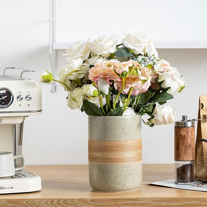 Large Storage Containers with Lids, Ceramic Coffee Container Kitchen Food Storage Jars for Spice Sugar Tea Bag, Stackable Decorative Jars for Counter, 61oz